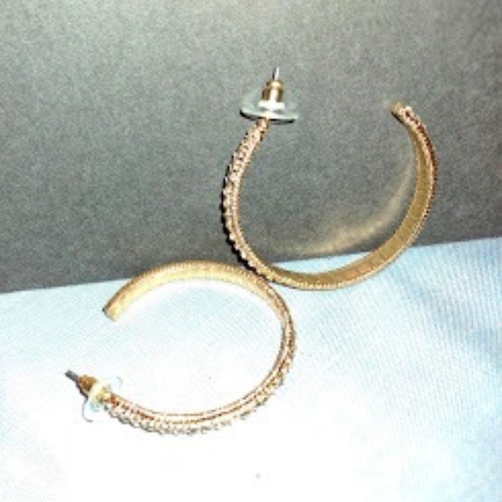 Hoop earrings- Goldtone and CZ fashion bling earring